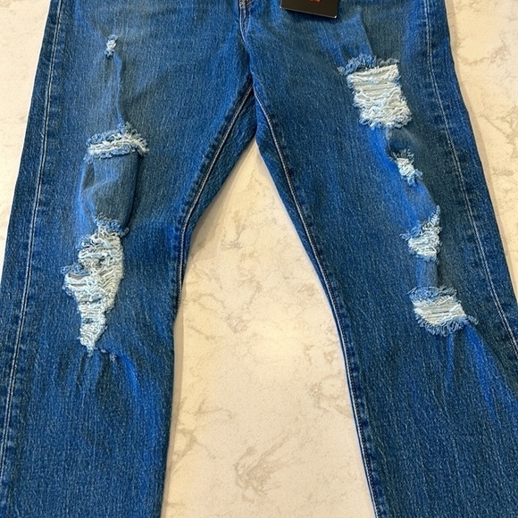 Levi's Premium 501 S Big E Women's Buttonfly Distressed Skinny Jeans Size 28x28 - Picture 3 of 16